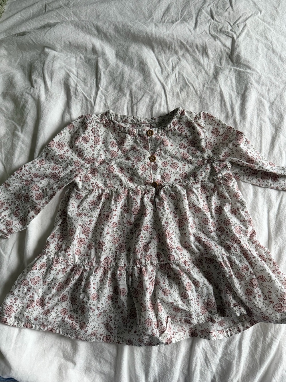 Little Planet Girls White Floral Long-Sleeve Tunic Top